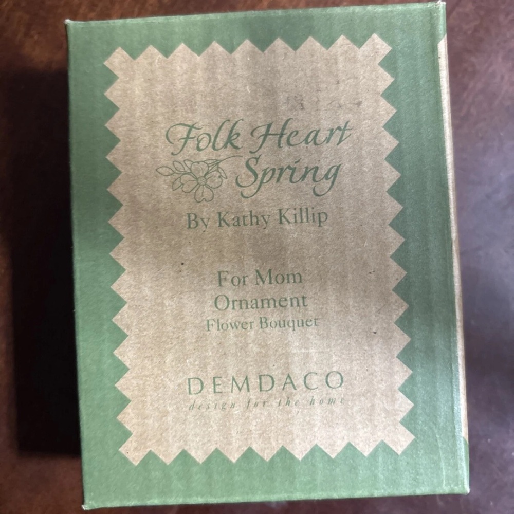 Demdaco Folk Heart Spring Ornament with Ribbon - Picture 4 of 4